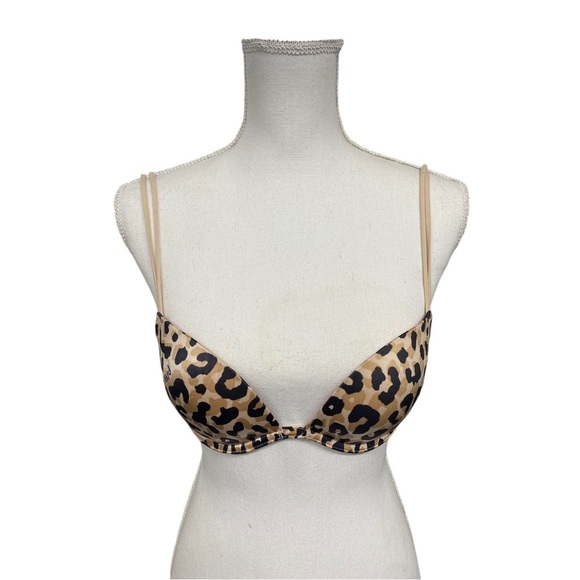 Victoria Secret Pink Push up plunge leopard print bra 34B - Picture 1 of 8